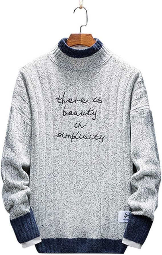 Amazon ニット メンズ あったか タートルネック ケーブルニット セーター メンズ クルーネック 襟セーター カットソー グラデーション 長袖 ゆったり 秋冬 刺繍 ロング丈 おしゃれ 大きめ 防寒 かっこいい セーター 通販