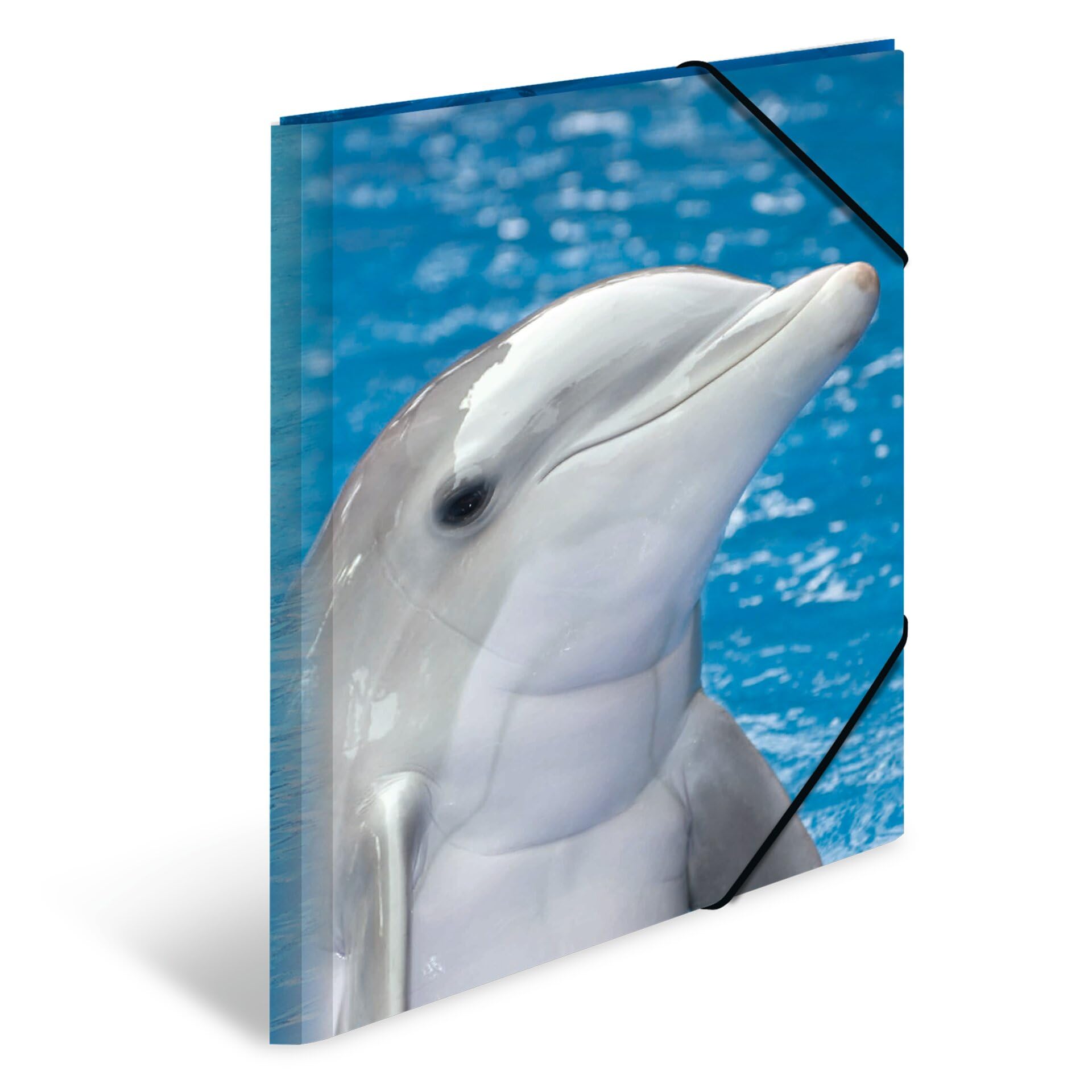 HERMA Elastic Folder Animals with Dolphin Motif, A3, Sturdy Plastic, with Inner Print, 1 Span Folder