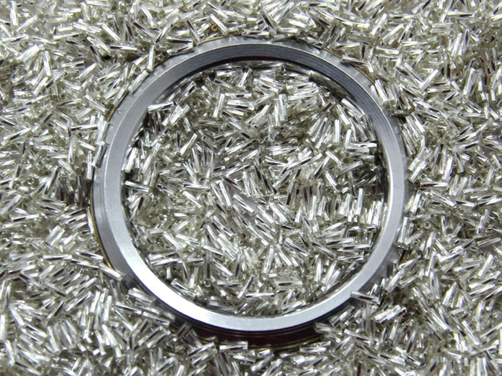 The Design Cart Silver Twisted Bugle Glass Beads (25 MM, 450 Grams) for Jewellery Making, Embroidery, Beading, Art and Craft