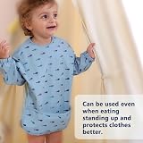 Yiupea Baby Weaning Bib Mess Proof with Long Sleeves Blue 6-24 Months view 8