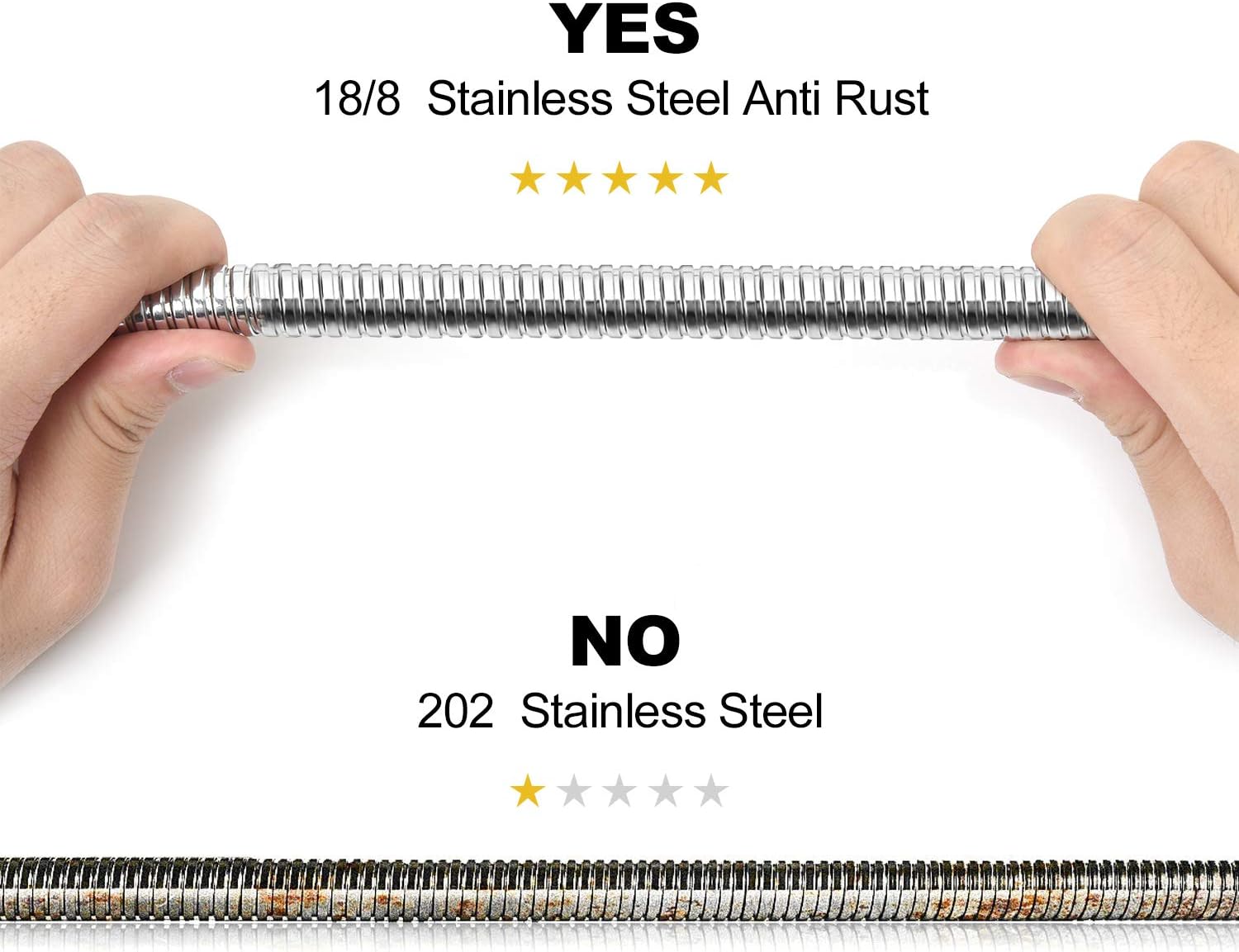 Blissland Shower Hose, 79 Inches Extra Long Chrome Handheld Shower Head Hose with Brass Insert and Nut - Lightweight and Flexible - - 