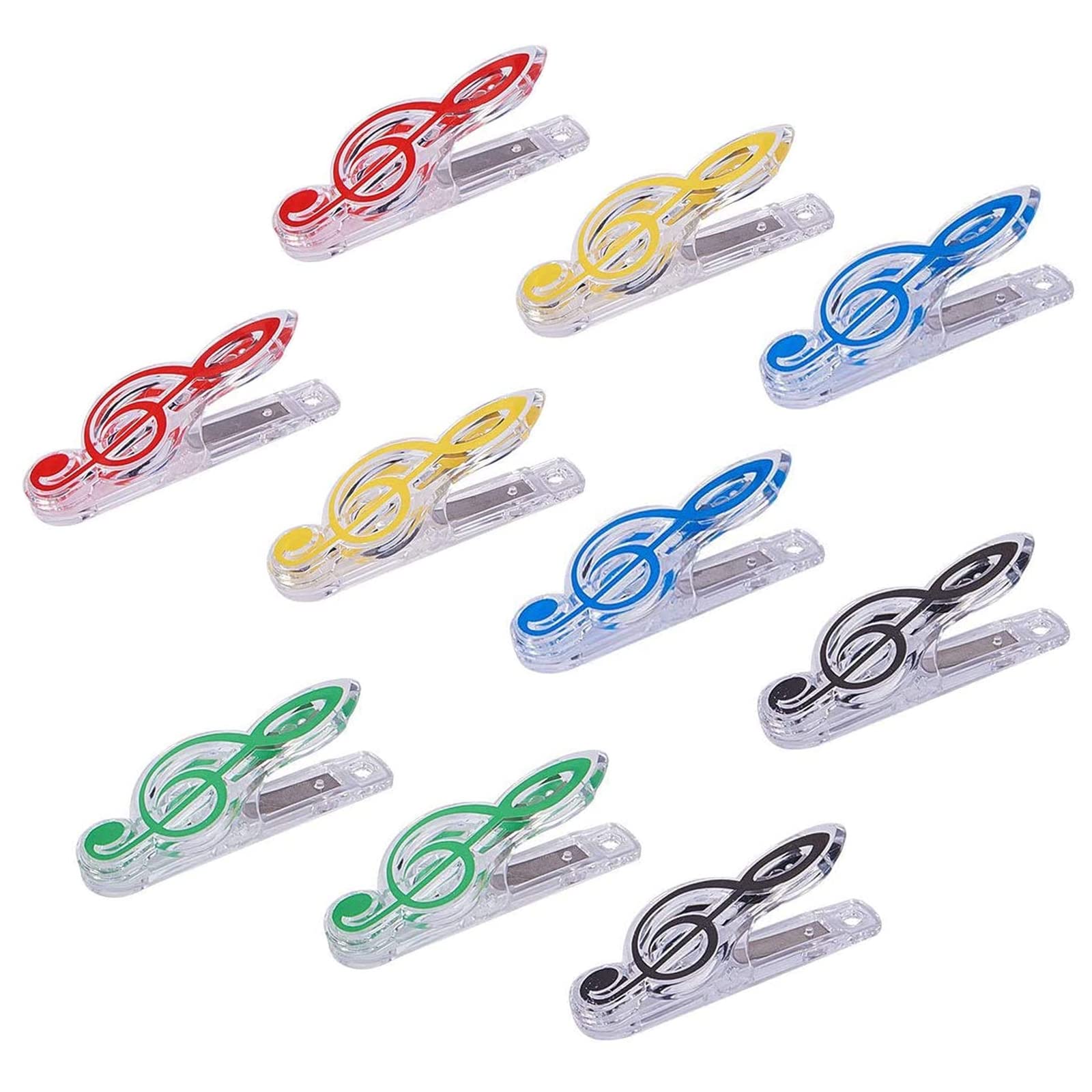 WANDIC Plastic Music Stand Clips, 10-Piece Transparent Sheet Music Book Holder, Mixed Color