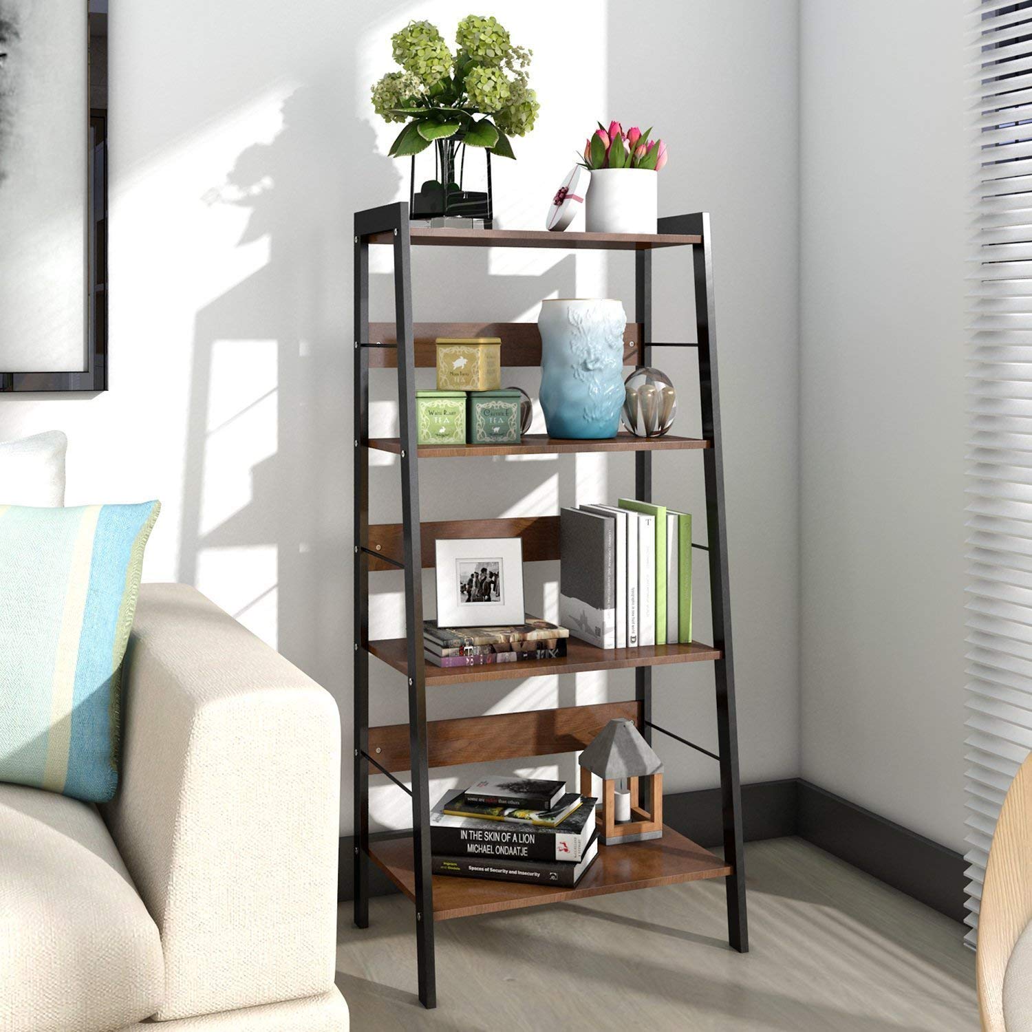Buy Lifewit 4 Tier Leaning Ladder Shelf Bookcase Bookshelf Multi Use