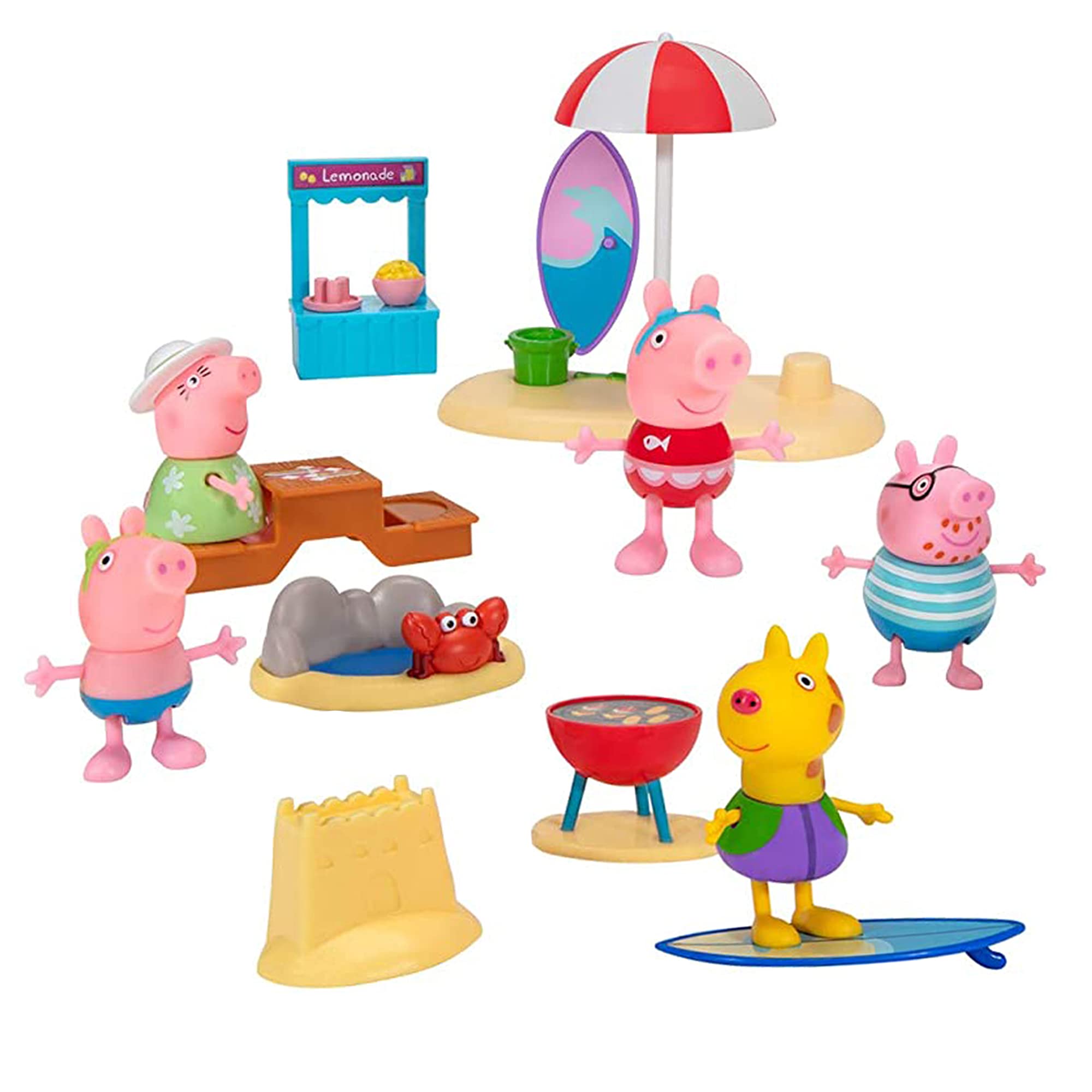 Peppa Pig PEP0761 Beach Day with Family Pig Deluxe Playset with 5 Figures and Accessories for Children from 2 Years