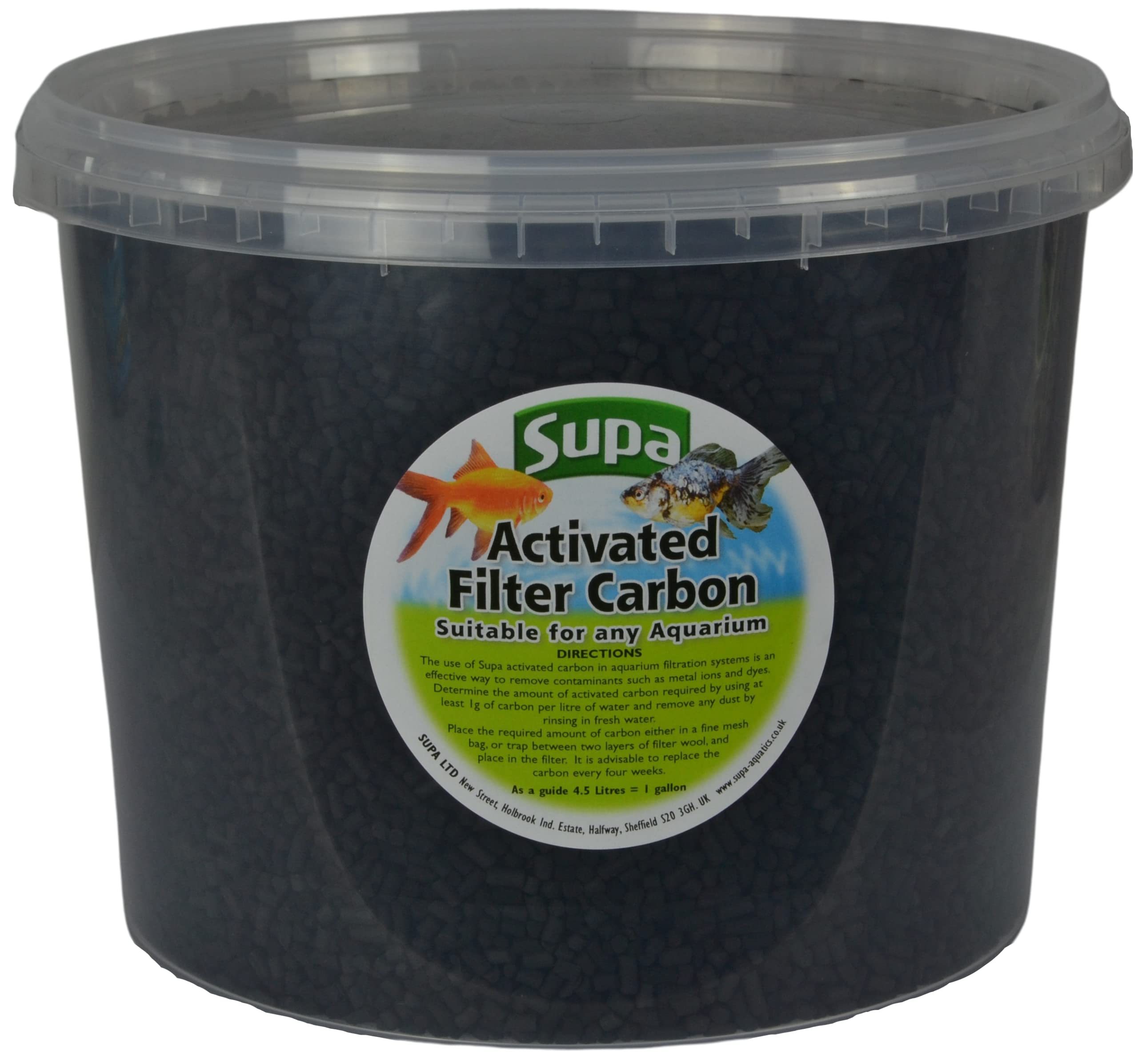 Supa Large Activated Filter Carbon 3 Litre Bucket, Removes Impurities And Odours To Leave Your Aquarium/Fish Tank Or Pond With Crystal Clear Water, Black