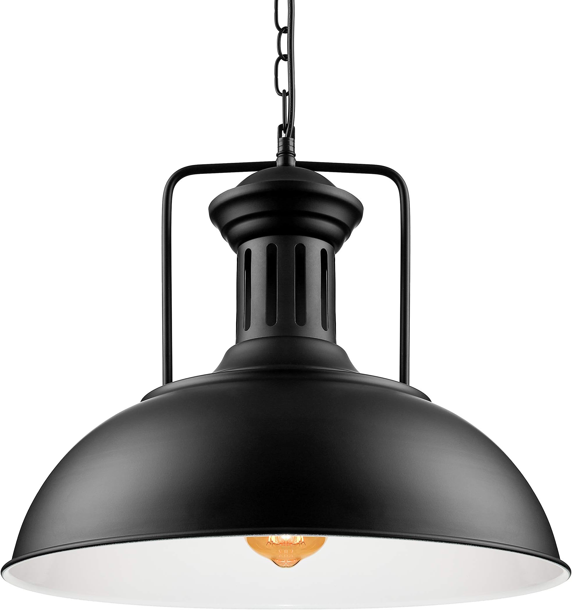 NIUYAO Nautical Barn Pendant Light Retro Pendant Light 16" Wide 1-Light Pendant Lamp with Dome Shape Ceiling Hanging Lighting Chain Chandelier in Back 452806