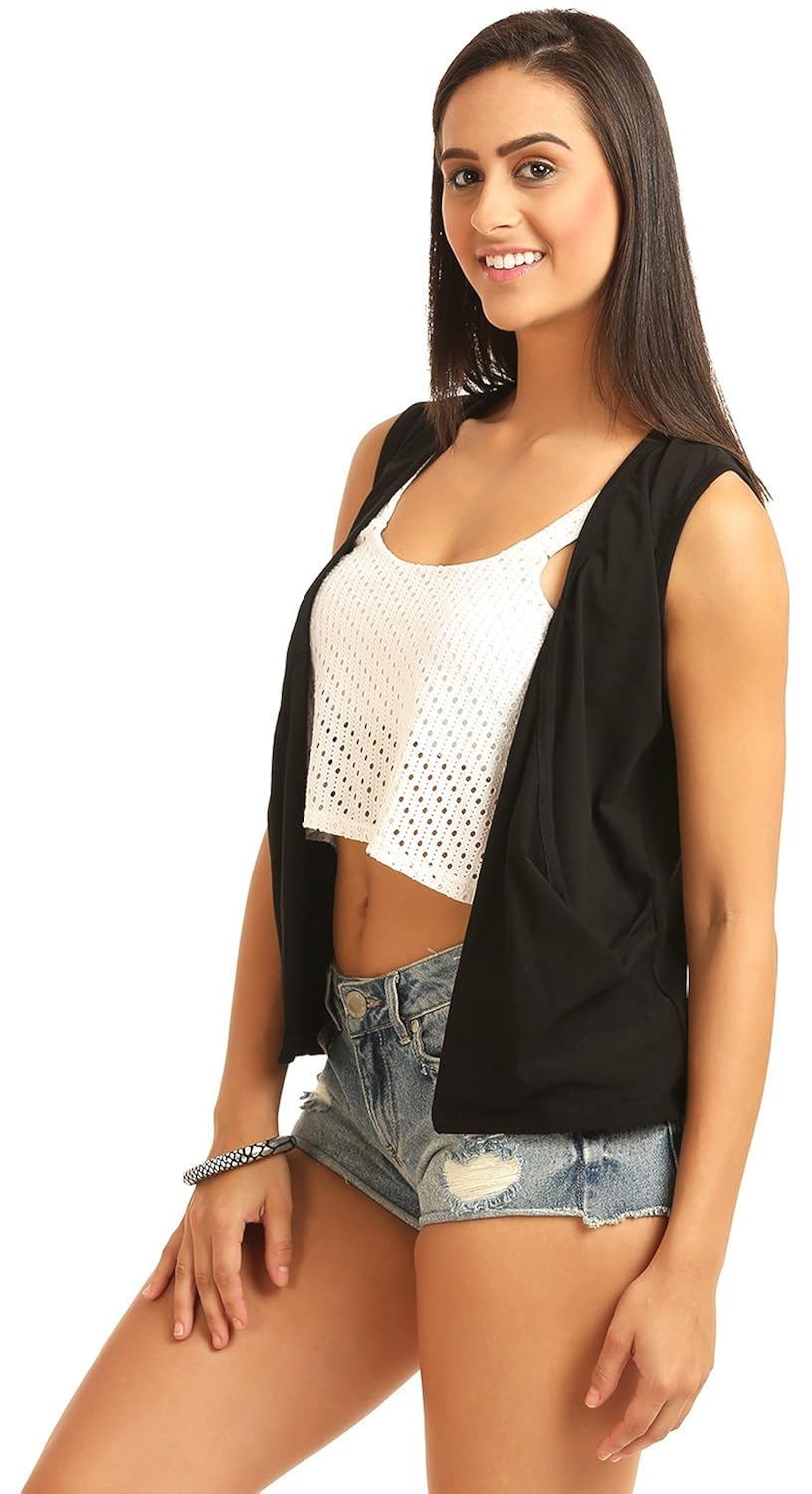 skidlers women's shrug (design 7 image 04 black_black_free size)