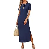 Arach&Cloz Women's Wool Blend Lightweight Spring Casual T Shirts Maxi Dress 2026