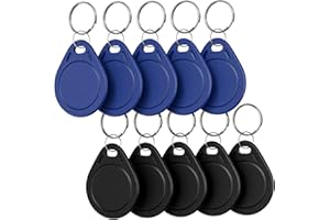 BABIQT 10pcs T5577 RFID Keyfobs 125khz Writable T5577 Key Fob Proximity ID Card Token Tag for Keyless Entry Access Control Systems & Security Lock - 5pcs Black + 5pcs Blue