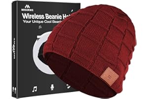 MISERWE Wireless Beanie Wireless 5.0 Speaker Headphone Beanie Hat,Christmas Electronic Gifts for Men,Women,Girls,Boys Red