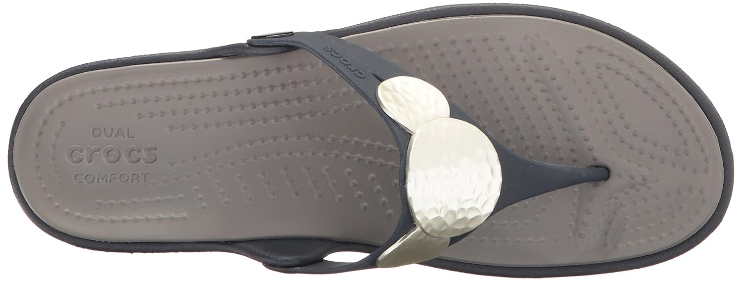 crocs women's sanrah embellished wedge flip fashion sandals