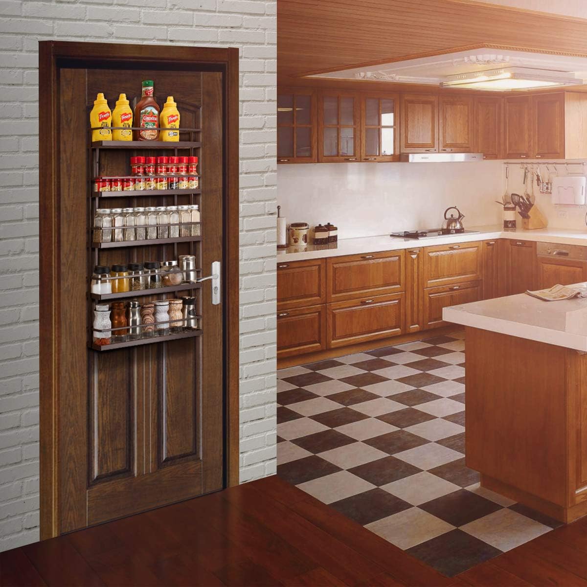 5 Tier Wall Mount Spice Rack Organizer,Pantry Cabinet Door Spice Shelf Storage: Home Improvement