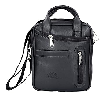 Leather World Trendy Sling Sling Bag for Men | Cross-Body Sling Bag for Daily Use (Black)