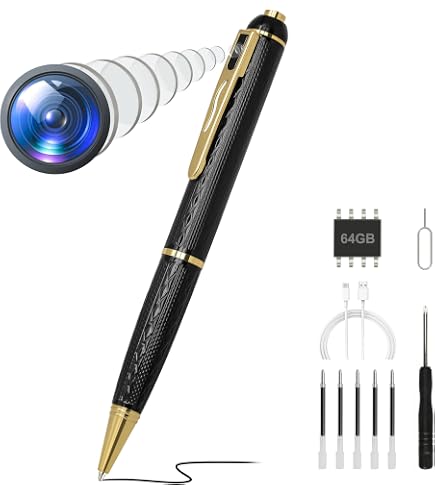 M3 Cubed Spy Pen Camera Gift Set – 1080P Hidden Camera, 3-Hour Battery, Includes Case & Adapters, 1-Year Warranty