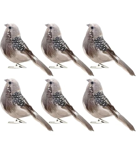 Oiseaux Artificiels Mousse Avec Plumes - 6Pcs Moineaux Décoratifs Avec Pinces Pour Jardin, Noël, Mariage