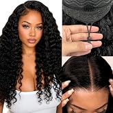 DULOVE Wear and Go Glueless Wigs Human Hair Pre Plucked Pre Cut Drawstring | Deep Wave Human Hair Wig, 5x5 HD Lace Closure, N