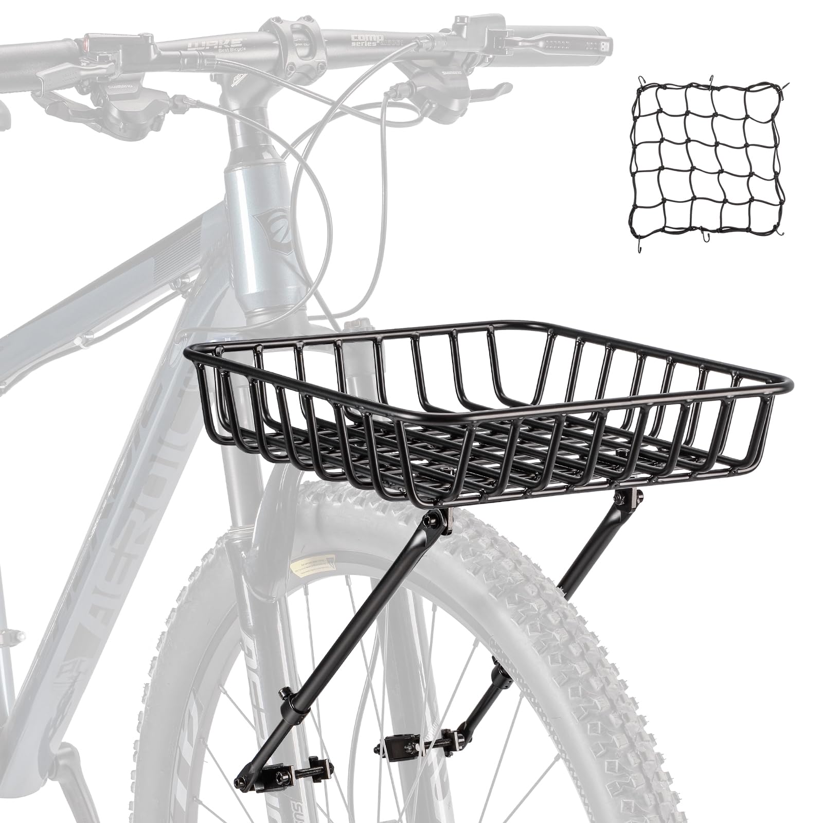Photo 1 of CXWXC Bike Basket Rack - Large Front Bicycle Basket with Struts - Front Mount Aluminium Bike Basket Large Capacity