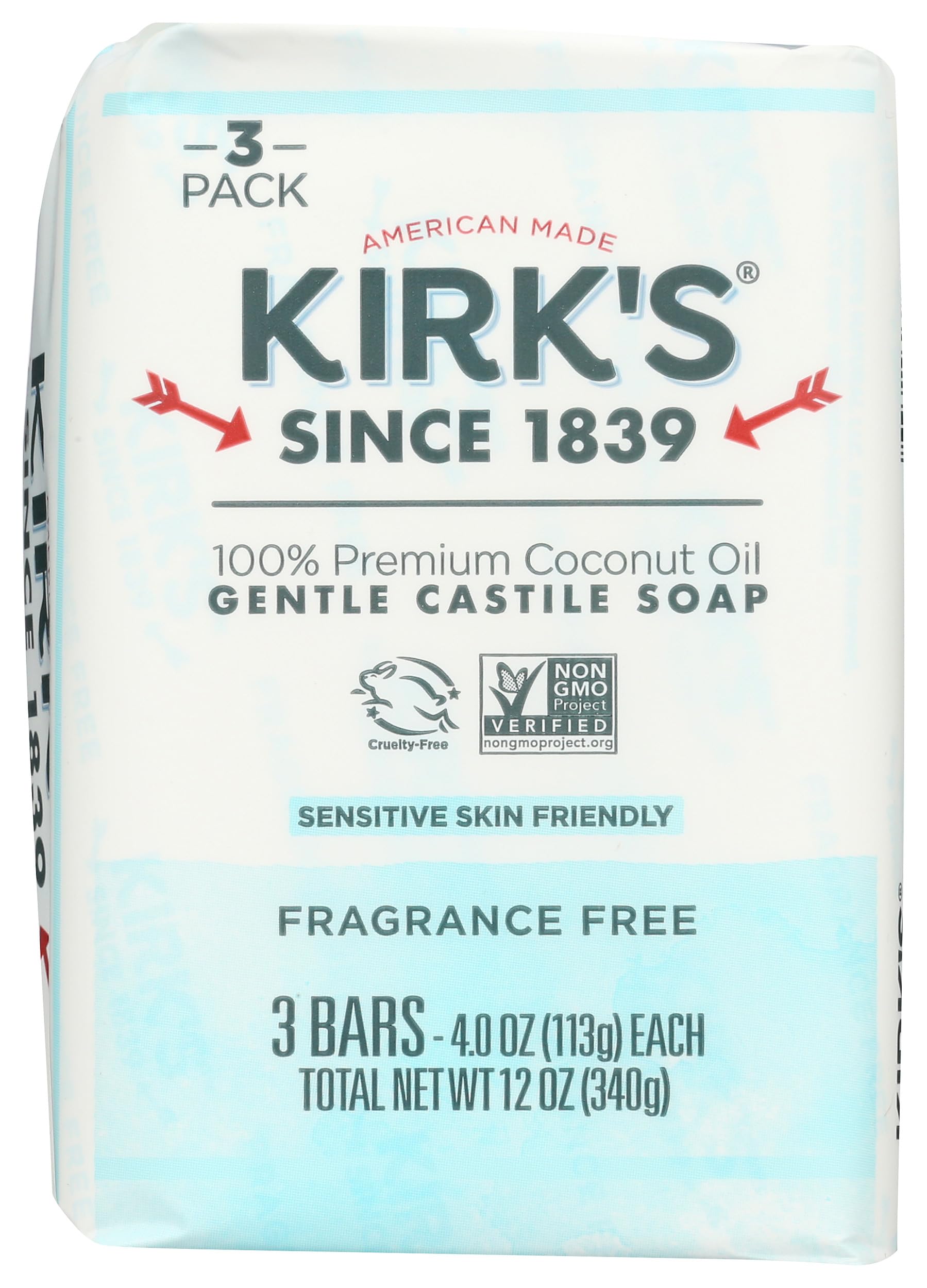 Kirks Coco Castile Bar Soap, No Fragrance, 4 Ounce