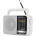 BAIJIALI AM FM SW Portable Radio - Dual Power (Battery/USB) Emergency Receiver with Loudspeaker, Transistor Design for Indoor/Outdoor, Travel & Survival Kit Ready (White, BJL-671)
