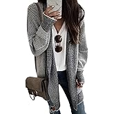 Sidefeel Womens 2025 Fall Outfits Long Sleeve Open Front Cardigan Sweaters Oversized Checkered Chunky Knit Sweaters Coat