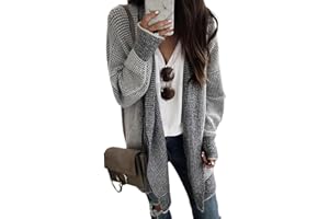 Sidefeel Womens 2025 Fall Outfits Long Sleeve Open Front Cardigan Sweaters Oversized Checkered Chunky Knit Sweaters Coat