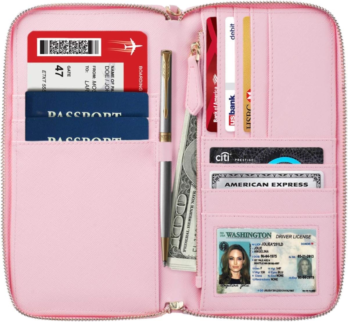  | Travel Document Organizer - RFID Passport Wallet Case Family Holder Id Wristlet (Rose Gold) | Passport Wallets