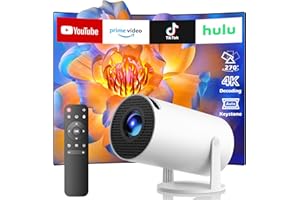 HOTPEAK Projector with WiFi and Bluetooth, Mini Projector, 4K Support Android 11.0 Portable Movie Projector, 270° Rotation Automatic Vertical Keystone Correction, Compatible with iphone/TV Stick/HDMI/USB