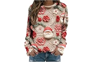 fartey 2023 Womens Ugly Christmas Sweaters Funny Cute Xmas Tree Reindeer Snowman Tops Long Sleeve Crewneck Sweatshirts