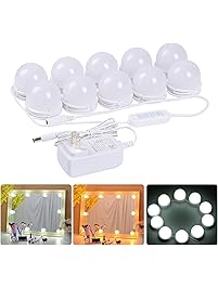 LED Vanity Mirror Lights Kit &ndash; MRah Upgraded 2 Color Lighting Modes Makeup Mirror Lighting Fixture with 10 Dimmable Bulbs for Vanity Table Set, Bathroom Mirror (Mirror Not Included)