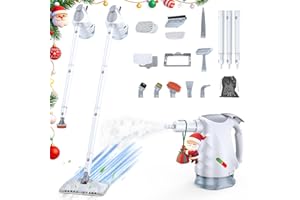ScrubWiz 10-in-1 Steam Cleaner, Steam Mop & Detachable Handheld Steam Cleaner, 320ml Water Tank, 10s Fast Heating, Portable Steamer for Kitchen, Floor, Tiles, Home, BBQ, Ergonomic Handle, Bright White
