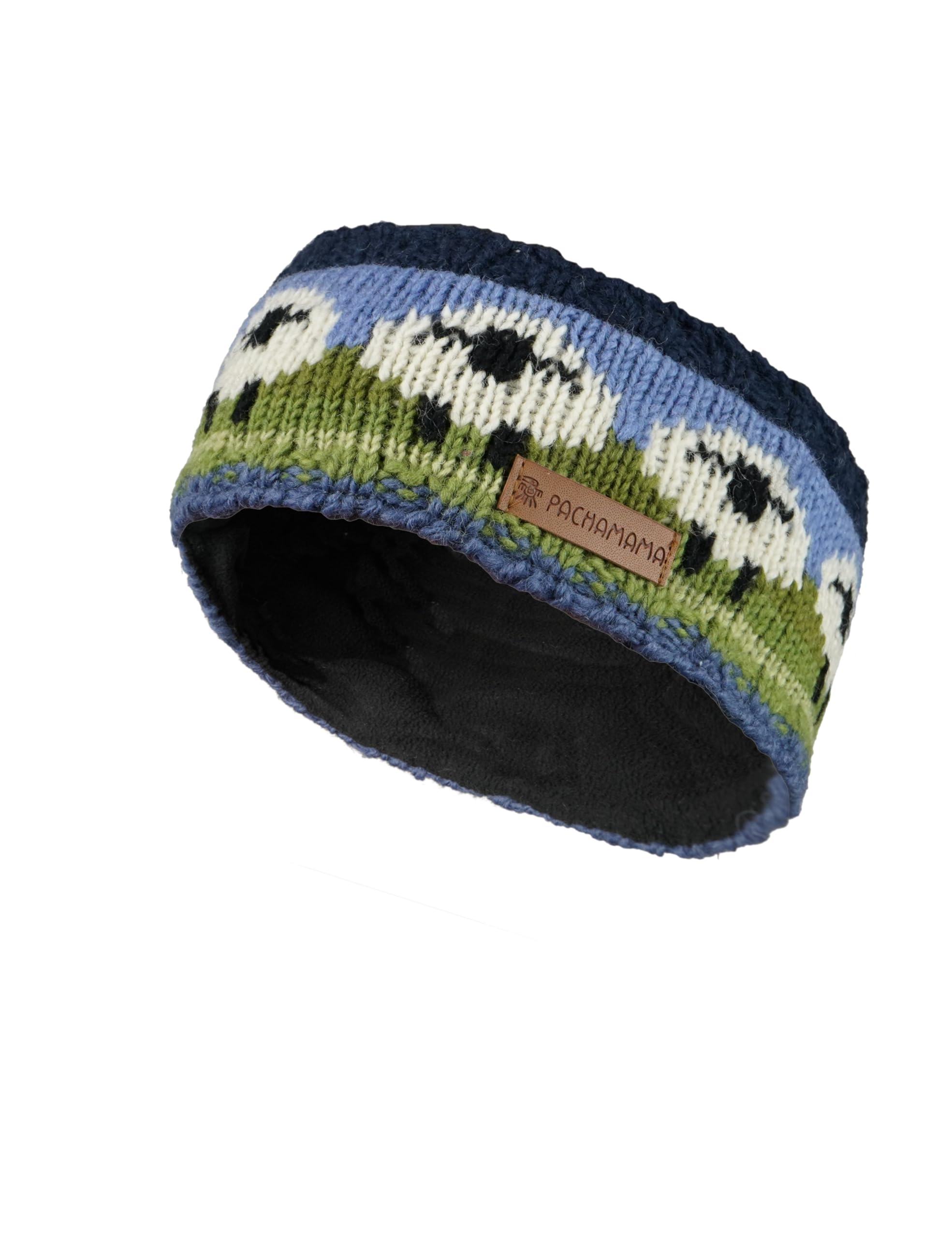 Pachamama Women Wool Ear Warmer Headband Fleece Lined Handknitted Cute Sheep Multicoloured One-Size Handmade Fair Trade โ image 1