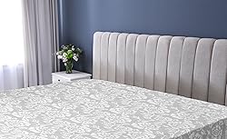 Ambesonne Grey Fitted Sheet, Retro Inspired Floral