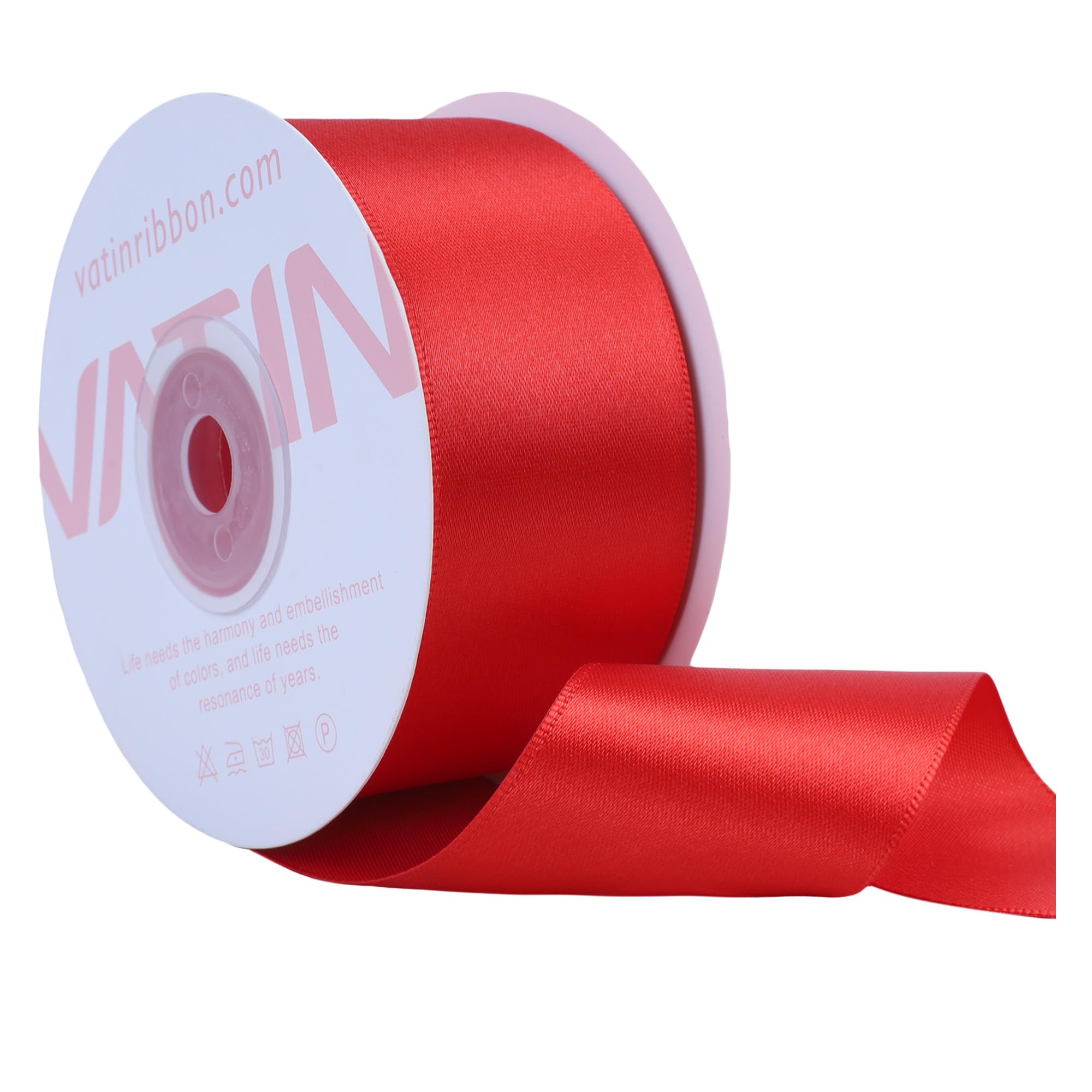 VATIN Red Satin Ribbon Polyester 40mm X 23m(25 Yards) Craft Fabric Ribbon Perfect for Gift Wrapping,Hair Bow,Party Balloon Trimming, Cake Decoration Sewing and Other Craft Projects