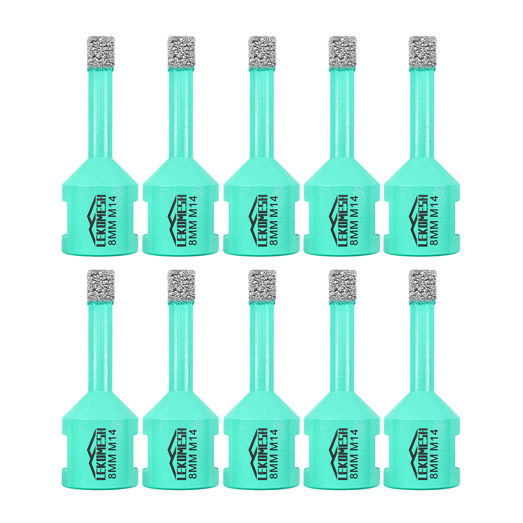 LEKOMESH Diamond Core Drill Bits - 10pcs 8MM Tile Hole Saw for Porcelain Ceramic Marble Granite Stone Quartz,M14 Thread