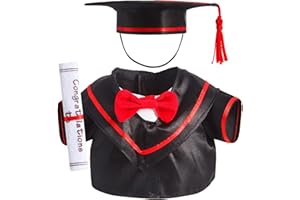 ZJOEY Set of 1 Graduation Teddy Bear Clothes Cap & Gow Outfit Fits Most 8" - 12" Bear Plush Stuffed Animal Outfit Build a Bear Doll Clothes and Make Your Own Stuffed Animals(Graduation Style, Fit 8"-12")