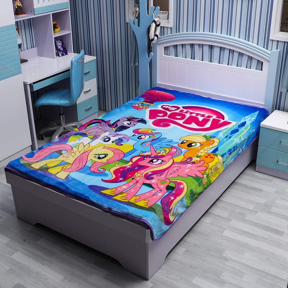 talever Kid Blanket Super Plush Throw Blanket Cartoon Print Kids Adults Character Lightweight Coral Fleece Blanket Size 59x78 inches (Little Pony)