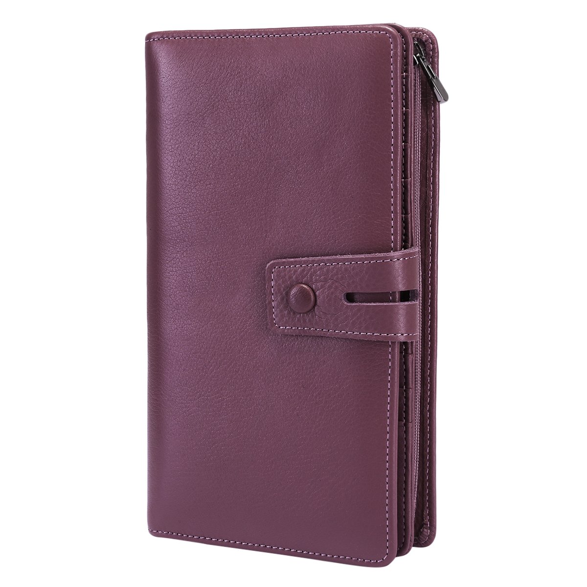Itslife Cartera para Mujer, Carteras de Cuero con Bloqueo RFID de Gran Capacidad, Organizador de Tarjetas de crédito, Cartera para Mujer con Soporte para chequera, Púrpura