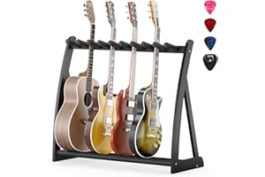 XADGVE Guitar Stand Rack,Guitar Rack For Multiple Guitars Stands Floor for Electric,Acoustic,Bass Guitars &Case-Foldable, Adjustable,Protective with No-Slip Non-Scratch Padding ,for Home,Studio, Stage (Black)