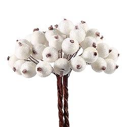 Tatuo 400 Pieces Artificial Frosted Holly Berries