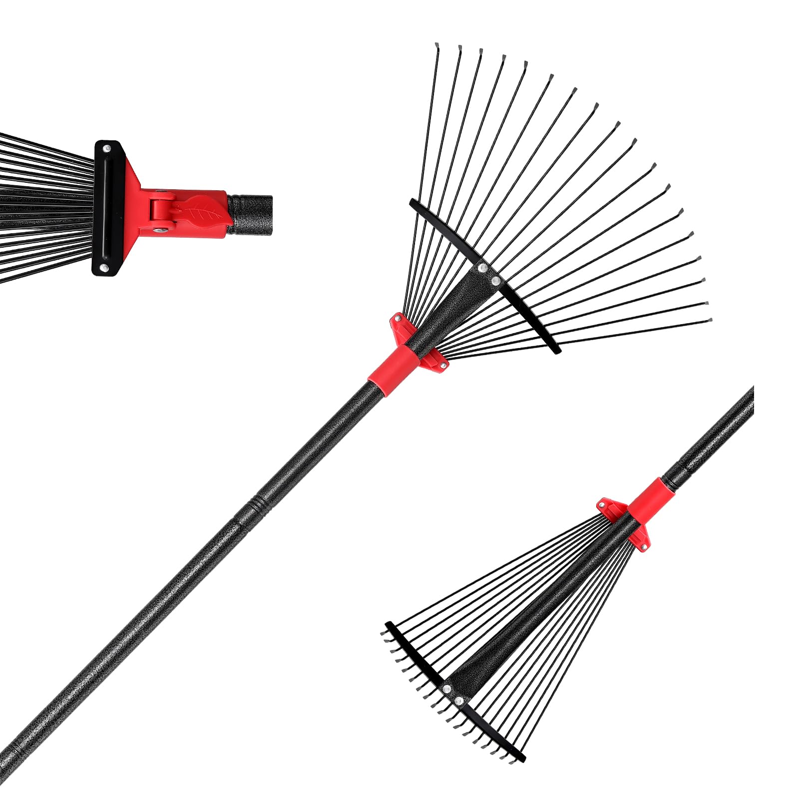 Photo 1 of (used)(minor damage) BsBsBest 75 Inch Rake for Leaves with 18 Metal Tines 10-18" Expandable Head Rakes Adjustable Handle for Lawn Leaf Rake