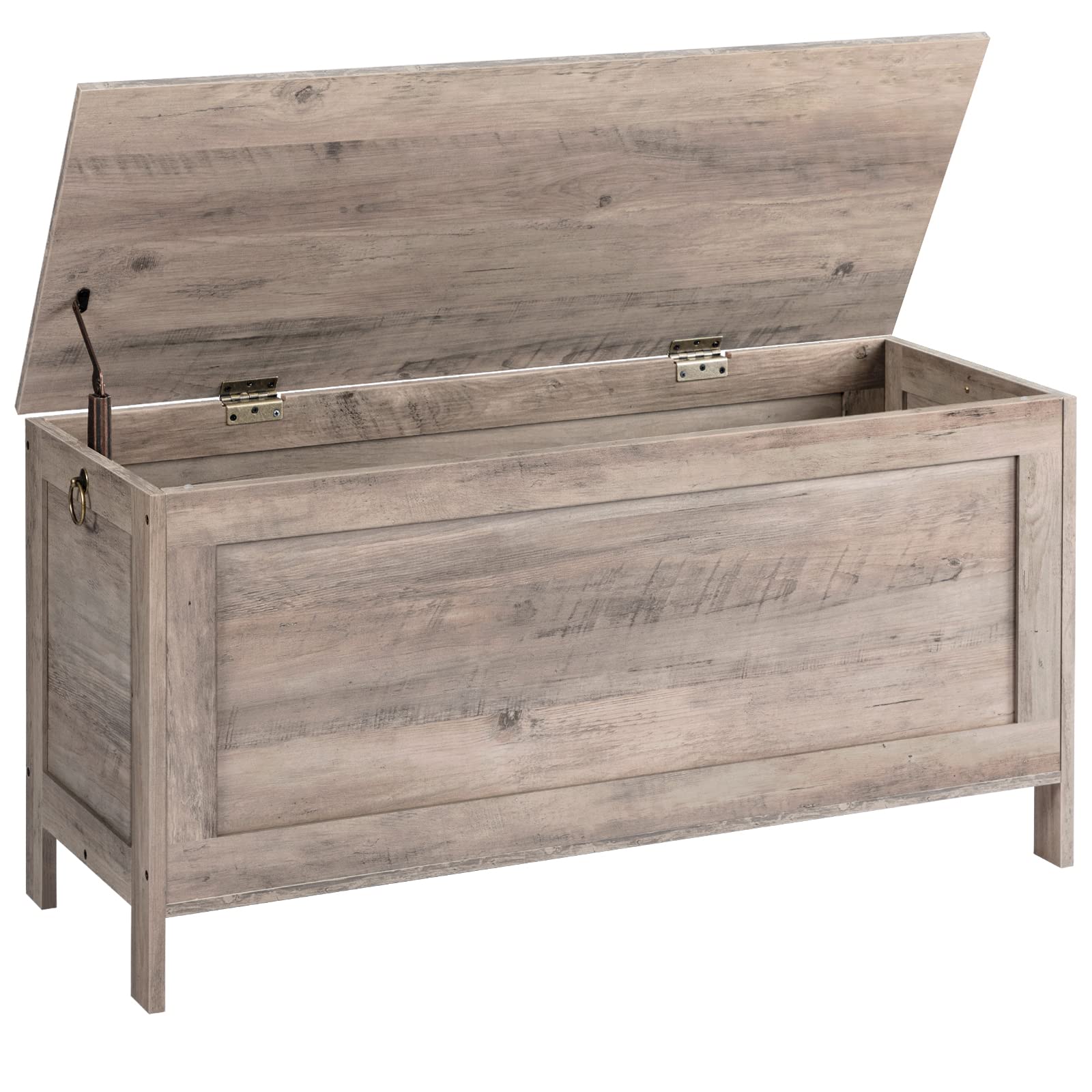HOOBRO Toy Box, Retro Wooden Look Storage Chest with Safety Hinge, Entryway Storage Bench Supports 220 lb, 39.4 x 15.7 x 18.9 Inches Toy Chest Organizer, Easy Assembly (Greige) BG100CW01 Image