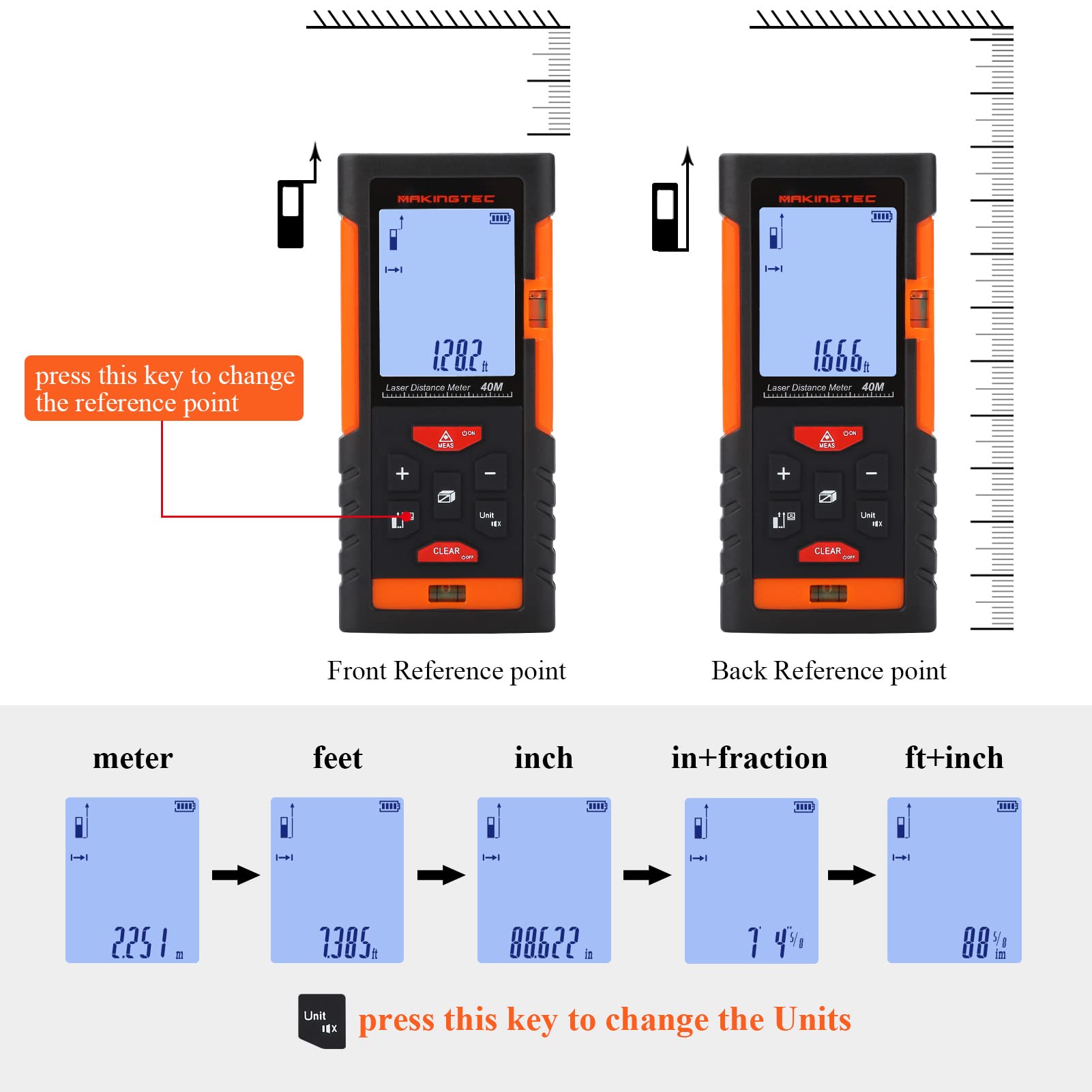 Mua MAKINGTEC Laser Measurement Tool,131Ft Laser Measure Ft in M Unit ...
