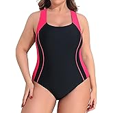 beautyin Plus Size Womens Swimsuit One Piece Athletic Racerback Bathing Suits