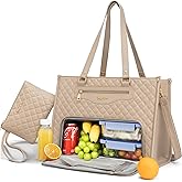 Bagstellar Lunch Tote Bag for Women, 15.6 Inch Laptop Work Bag with Insulated Lunch Box Compartment & Purse Large Capacity Quilted Computer Handbag for Office Business Work Nurse Teacher Travel Casual