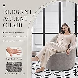 COLAMY Swivel Accent Chair, 360° Swivel Chair with