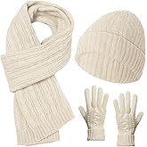 Gvhntk Winter Hat Beanie Scarf Gloves Set for Women Knit Stretchy Warm Long Neck Scarves Cap Gloves 3 in 1 Set Gifts