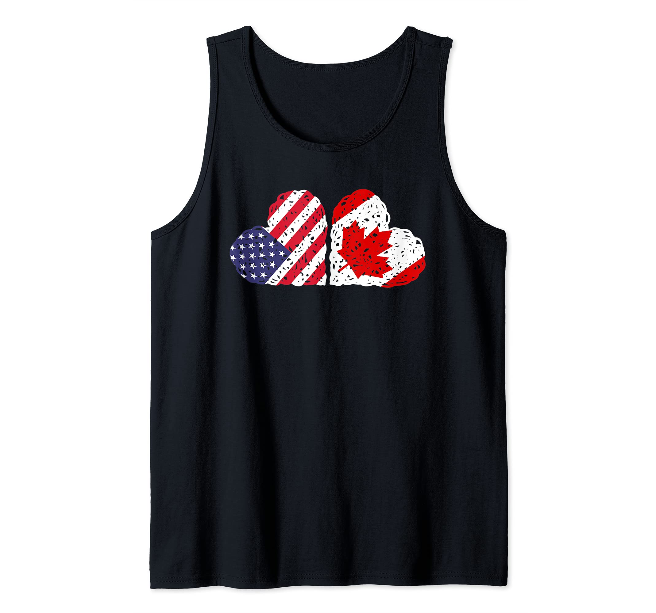 US Flag Canadian Flag Hearts American Maple Leaf Canada Tank Top