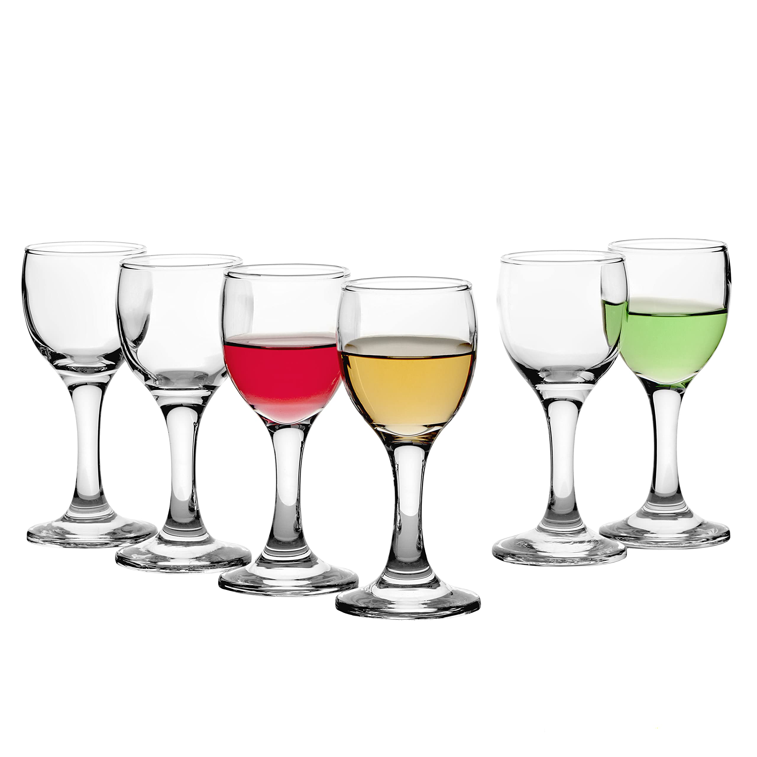 Pasabahce Premimum Shot Glasses Set of 6 - Bistro Cordial & Liqueur Extra Mini Glasses 2 oz (60 cc) - Mini Wine Glasses - Uniqe Desing Goblet - Crystal Tasting Glasses