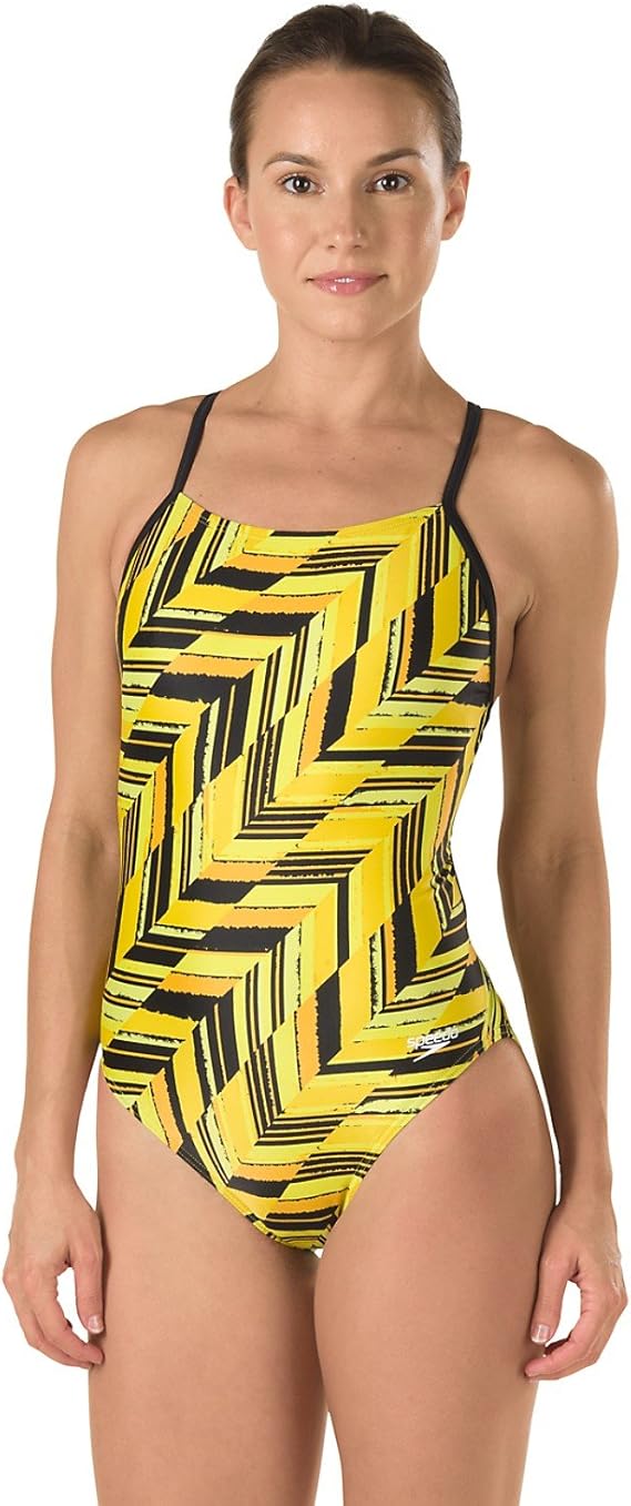 Speedo Endurance+ Angles Free Back Swimsuit, Yellow, 26