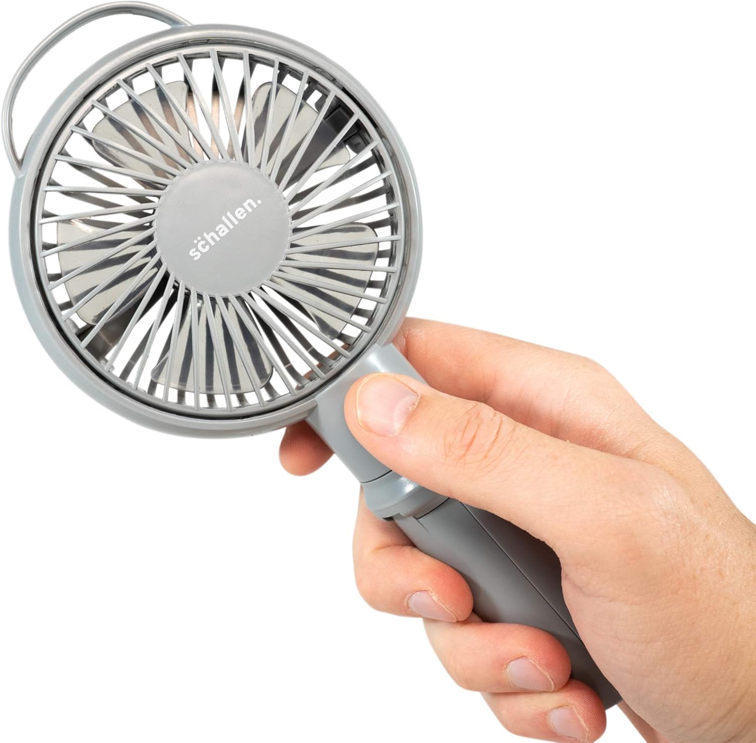 Schallen Rechargeable Battery USB Electric Handheld Portable Travel and Tripod Desk Table Small Mini Air Cooling Fan (Grey) - Image 3